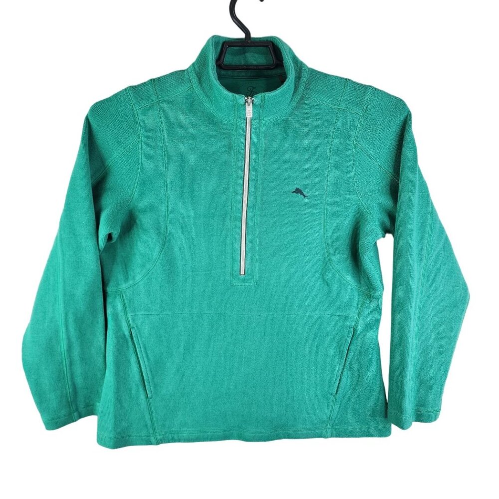 Men's Green Tommy Bahama Sweater 1/2 Zip Pullover Long Sleeve Size L